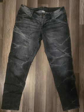 Women's Super Low Rise Hang Ten Acid Wash Jeans With Stud Accents